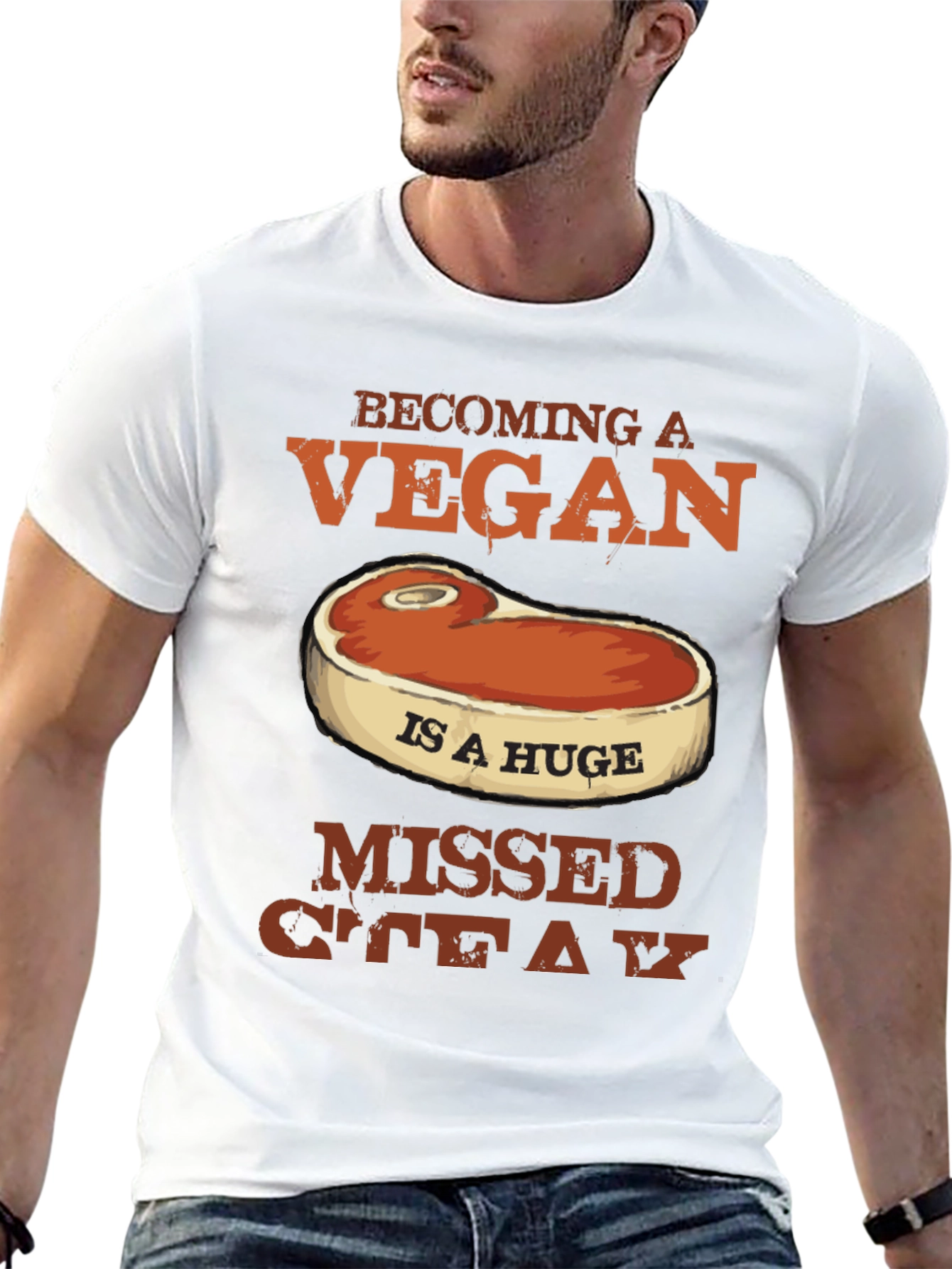 Funny Vegan Missed Steak Graphic T-Shirt