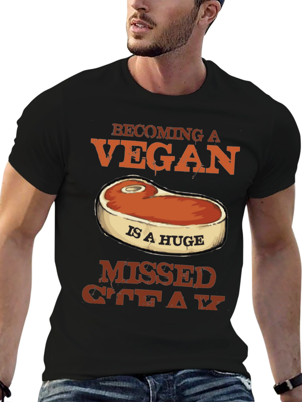 Funny Vegan Missed Steak Graphic T-Shirt