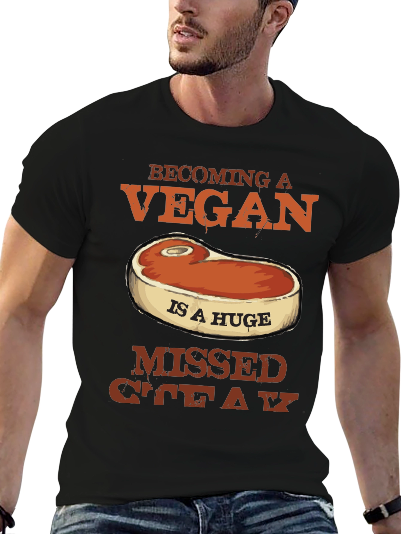Funny Vegan Missed Steak Graphic T-Shirt
