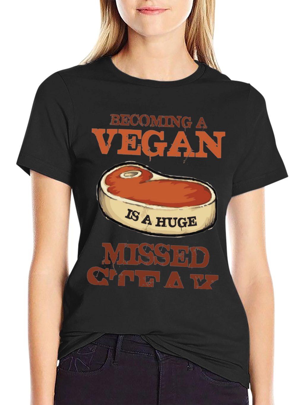 Funny Vegan Missed Steak Graphic T-Shirt