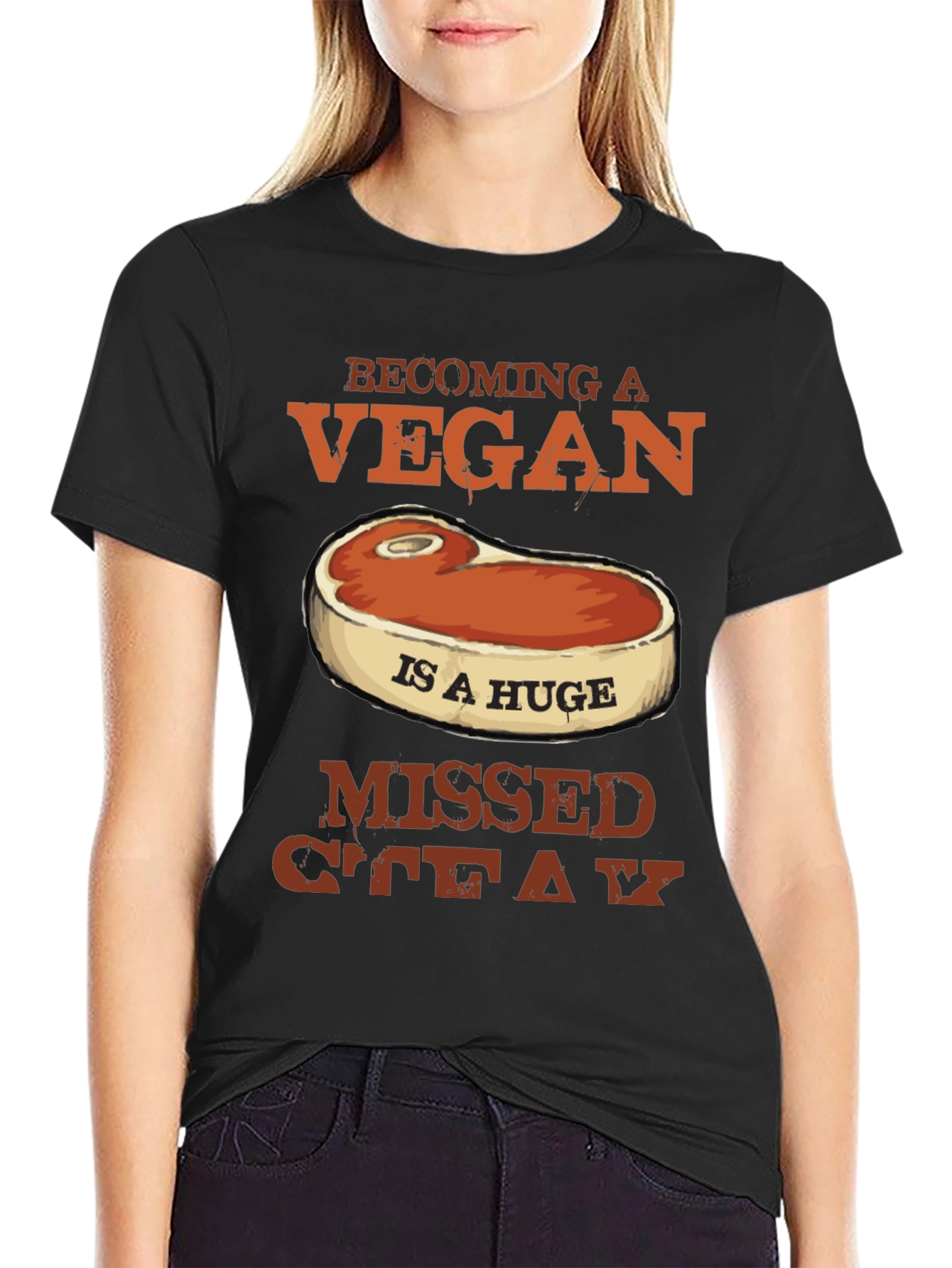 Funny Vegan Missed Steak Graphic T-Shirt