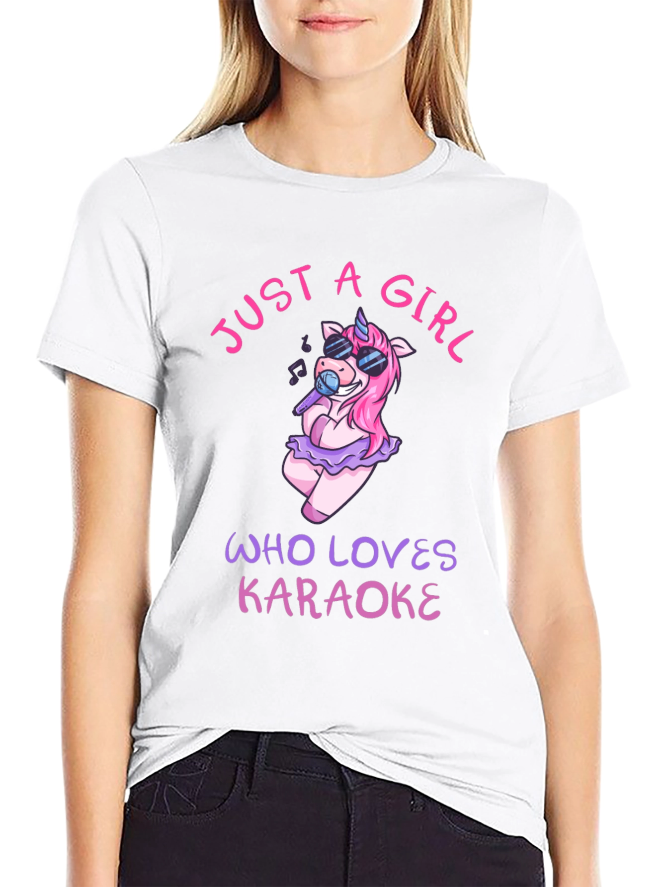 Karaoke Unicorn Girls T-Shirt