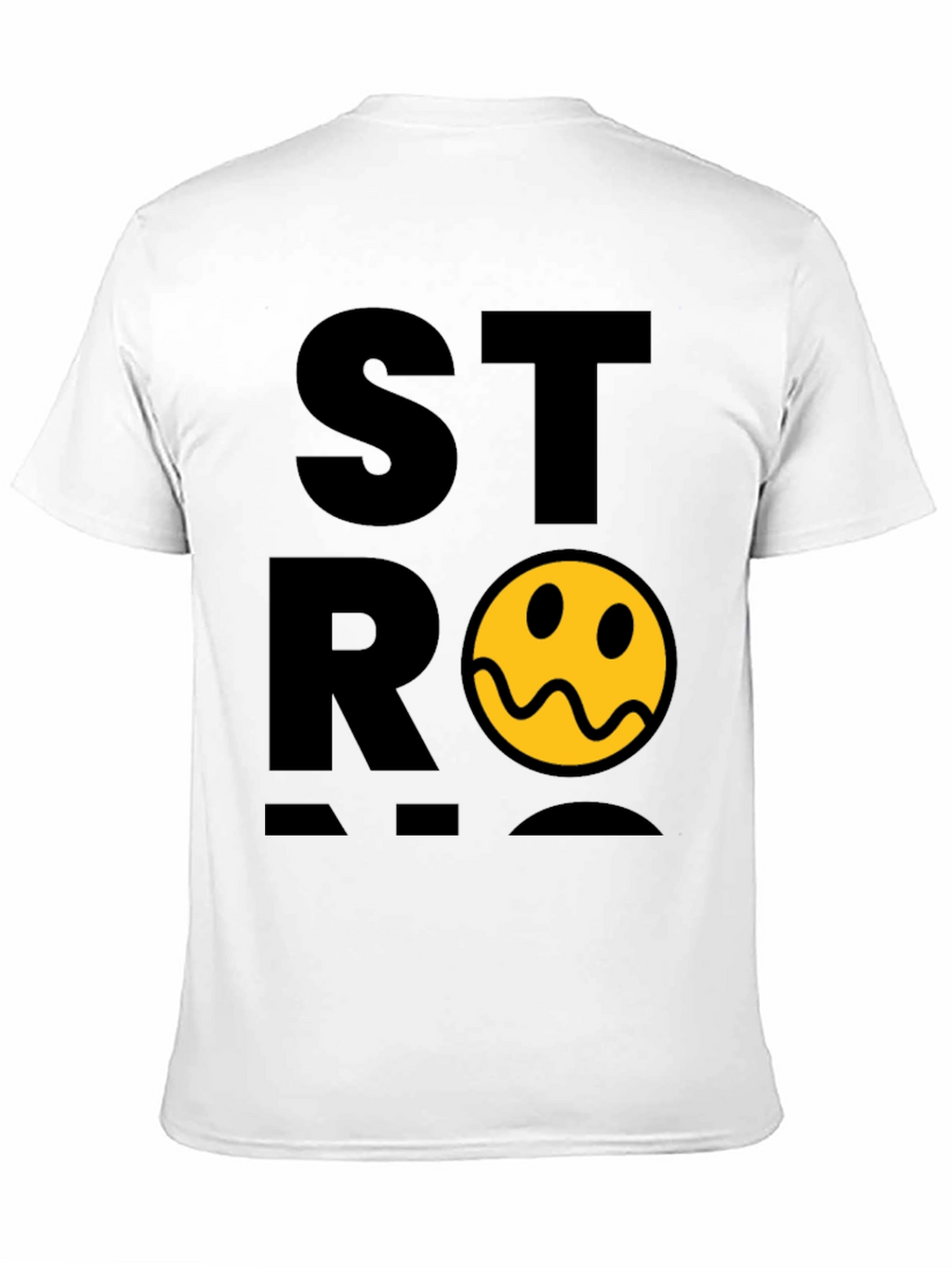 Stylish Black T-Shirt with Distorted Smiley Graphic