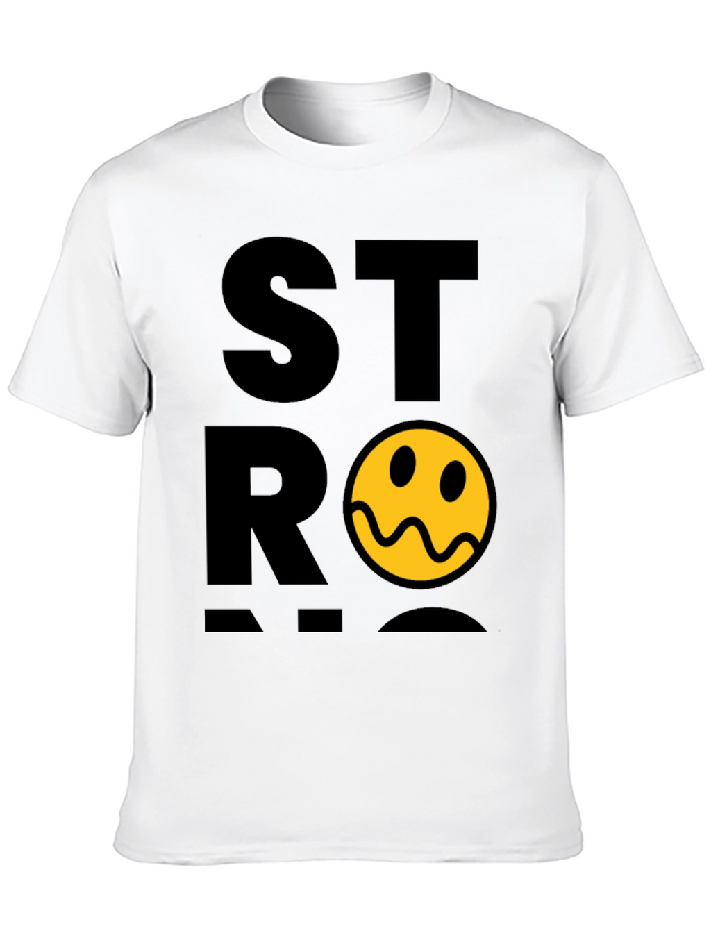 Stylish Black T-Shirt with Distorted Smiley Graphic