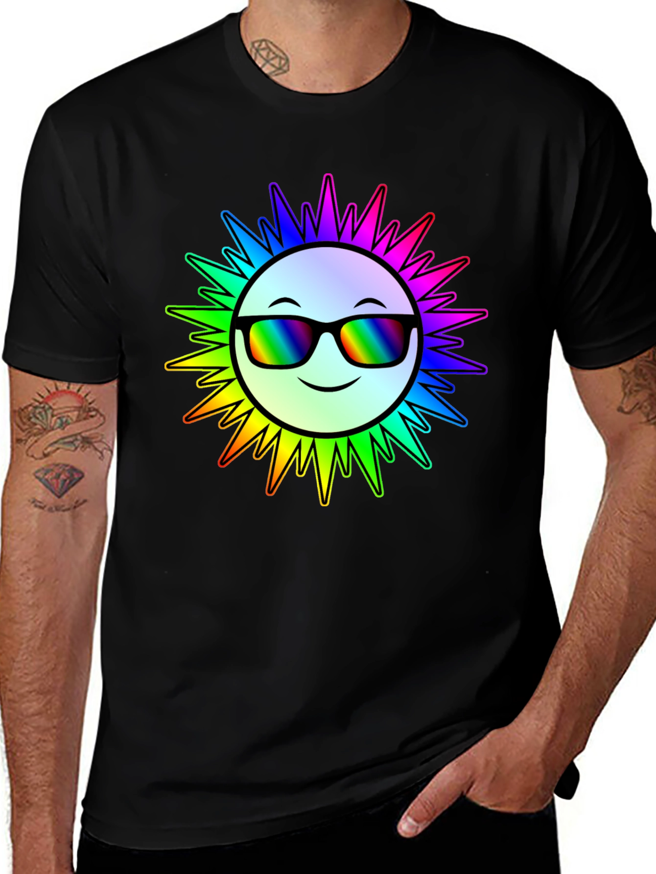 Rainbow Sun Graphic T-Shirt - Stylish & Unique
