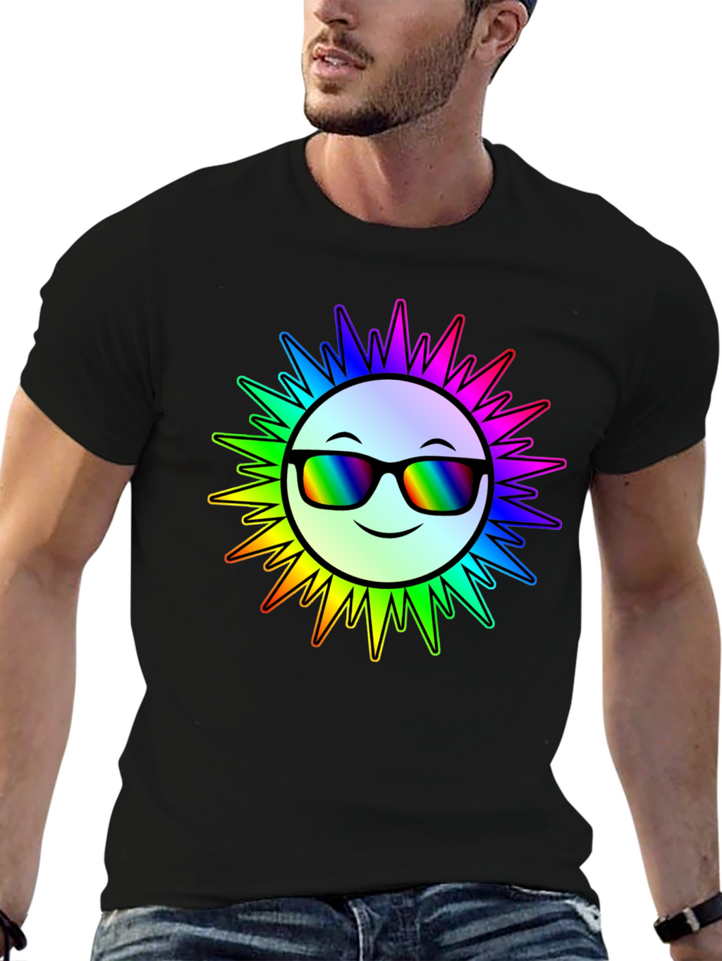 Rainbow Sun Graphic T-Shirt - Stylish & Unique