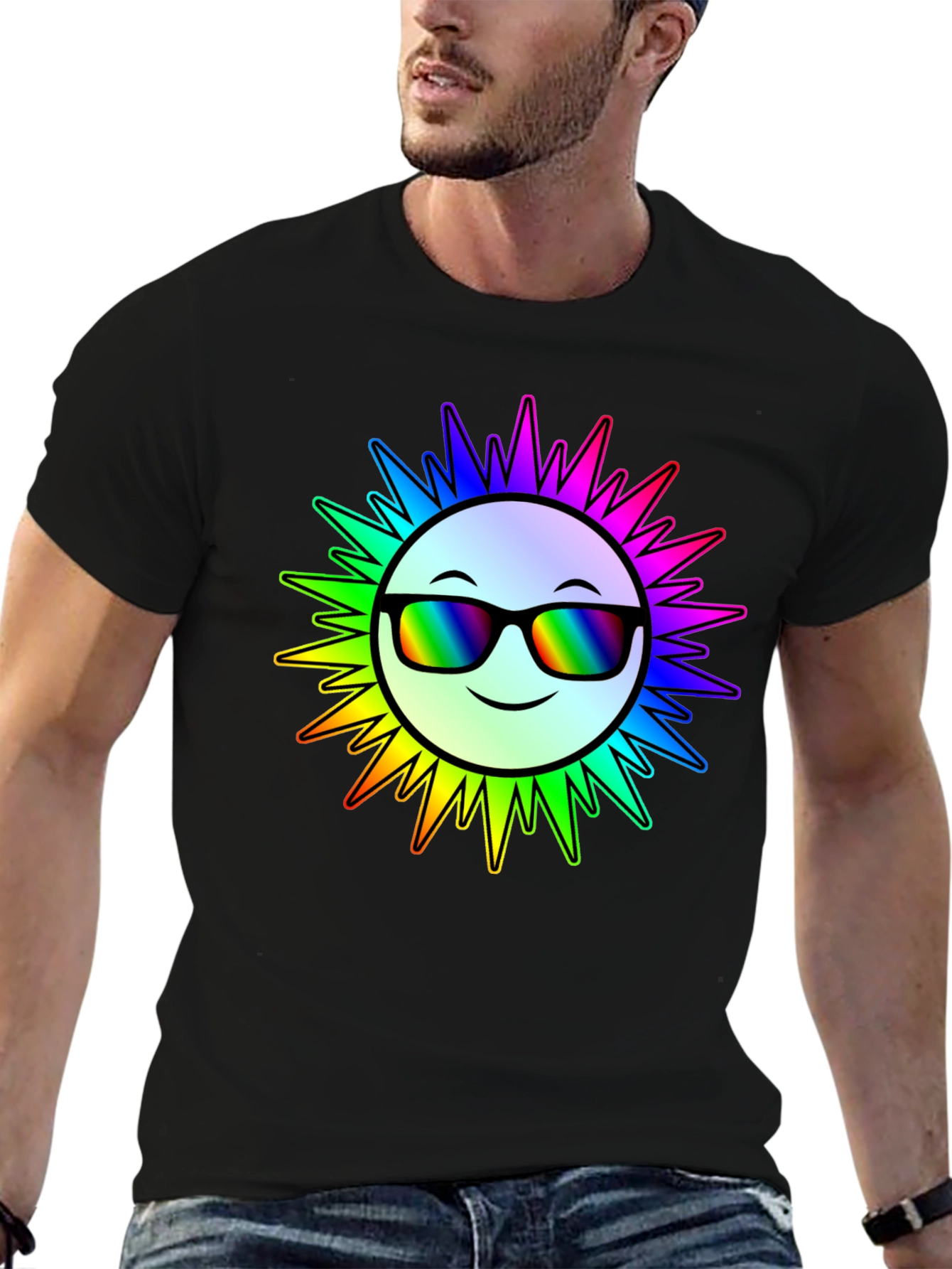 Rainbow Sun Graphic T-Shirt - Stylish & Unique