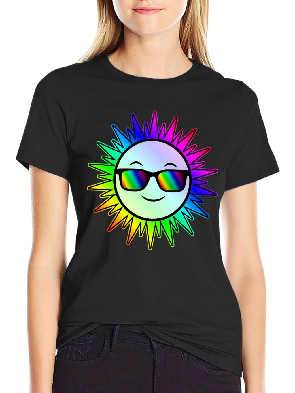 Rainbow Sun Graphic T-Shirt - Stylish & Unique