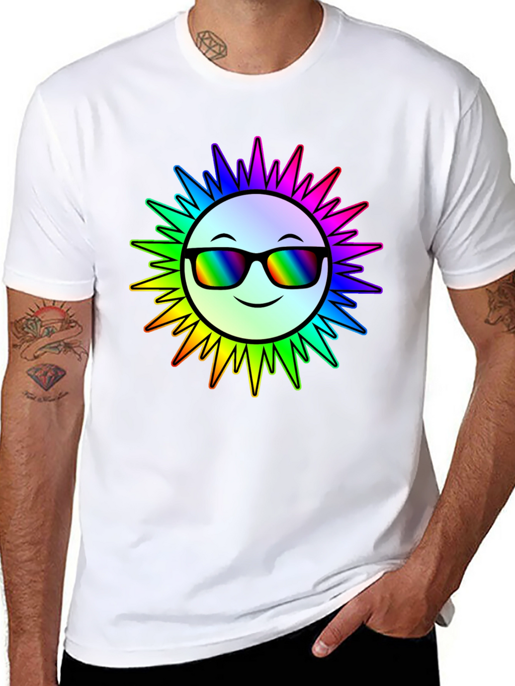 Rainbow Sun Graphic T-Shirt - Stylish & Unique