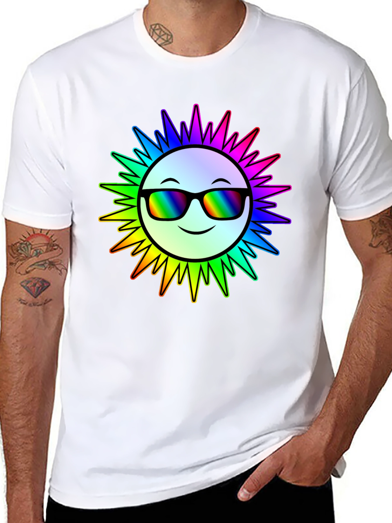 Rainbow Sun Graphic T-Shirt - Stylish & Unique