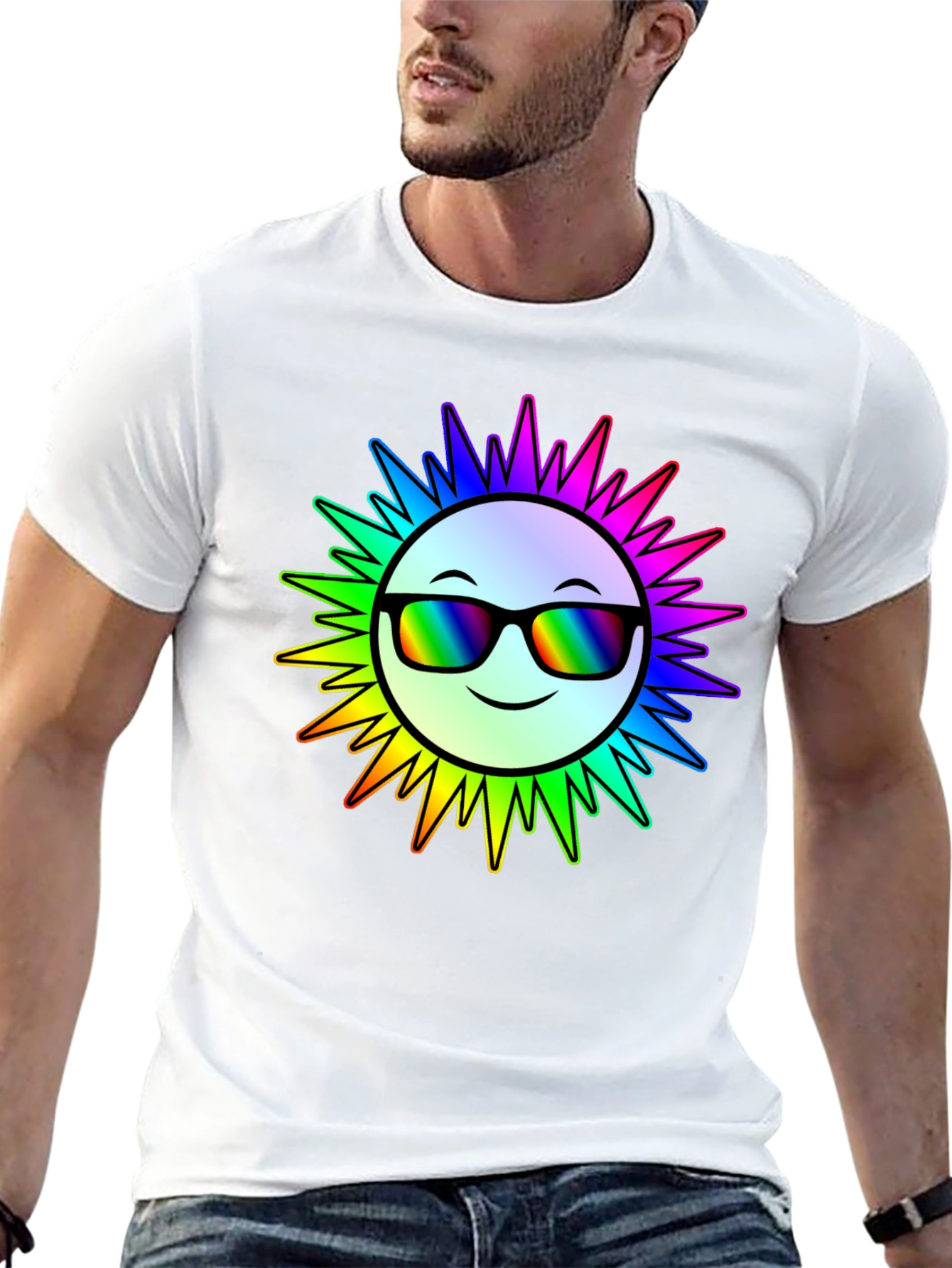 Rainbow Sun Graphic T-Shirt - Stylish & Unique