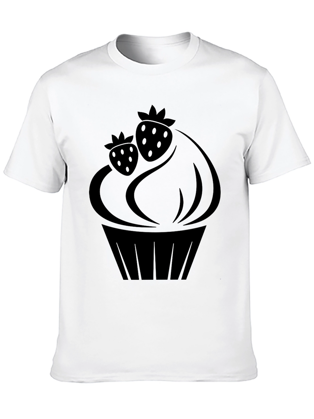 Strawberry Cupcake Graphic T-Shirt - Black