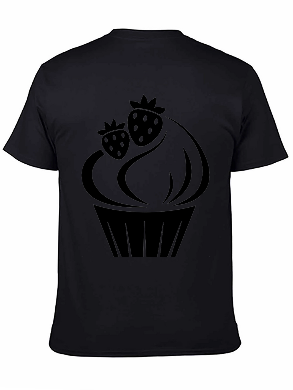 Strawberry Cupcake Graphic T-Shirt - Black