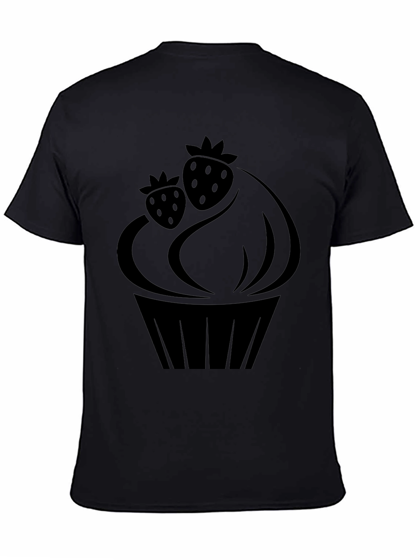 Strawberry Cupcake Graphic T-Shirt - Black