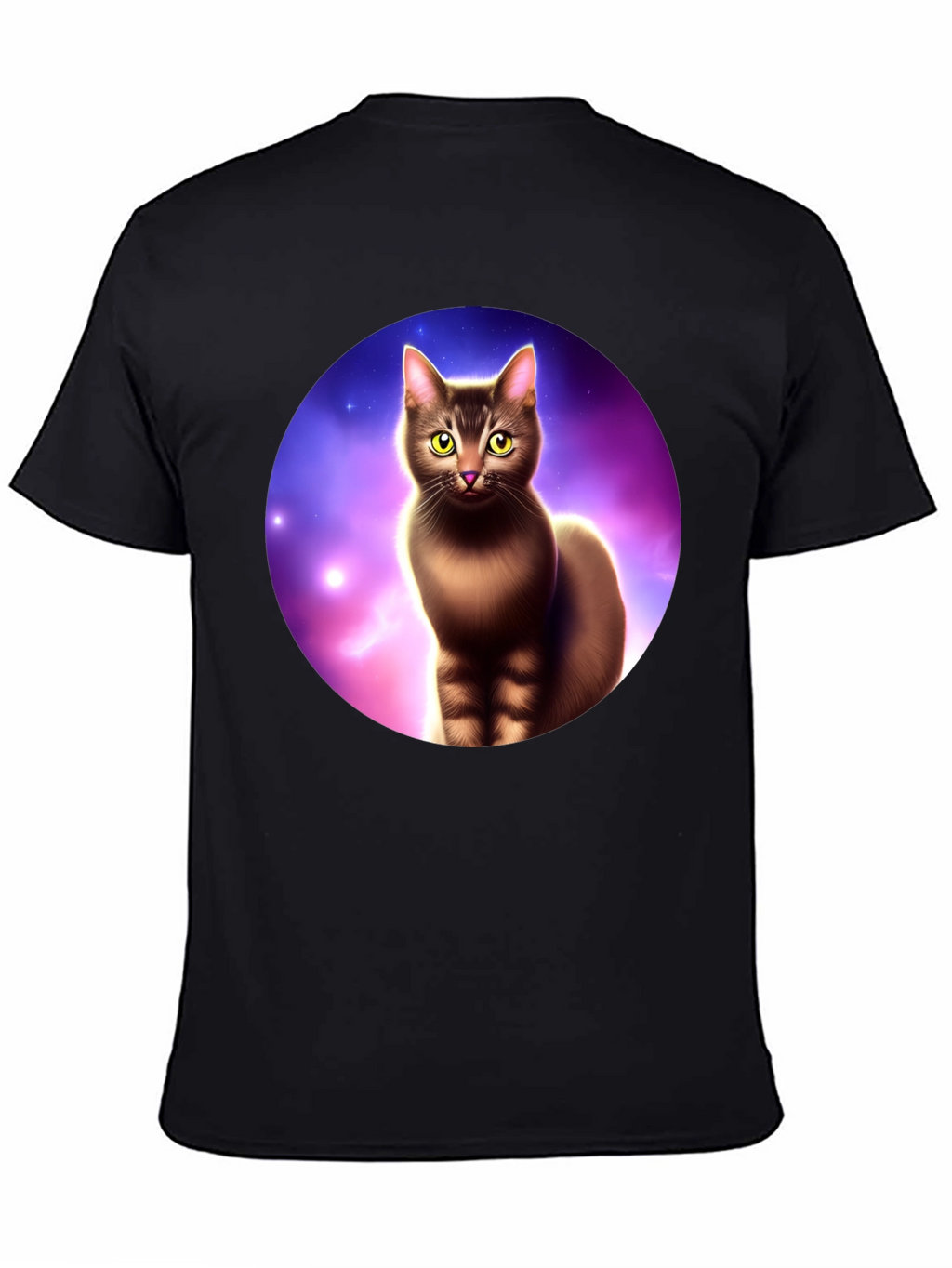 Cosmic Cat Graphic Tee - Black Cotton Comfort