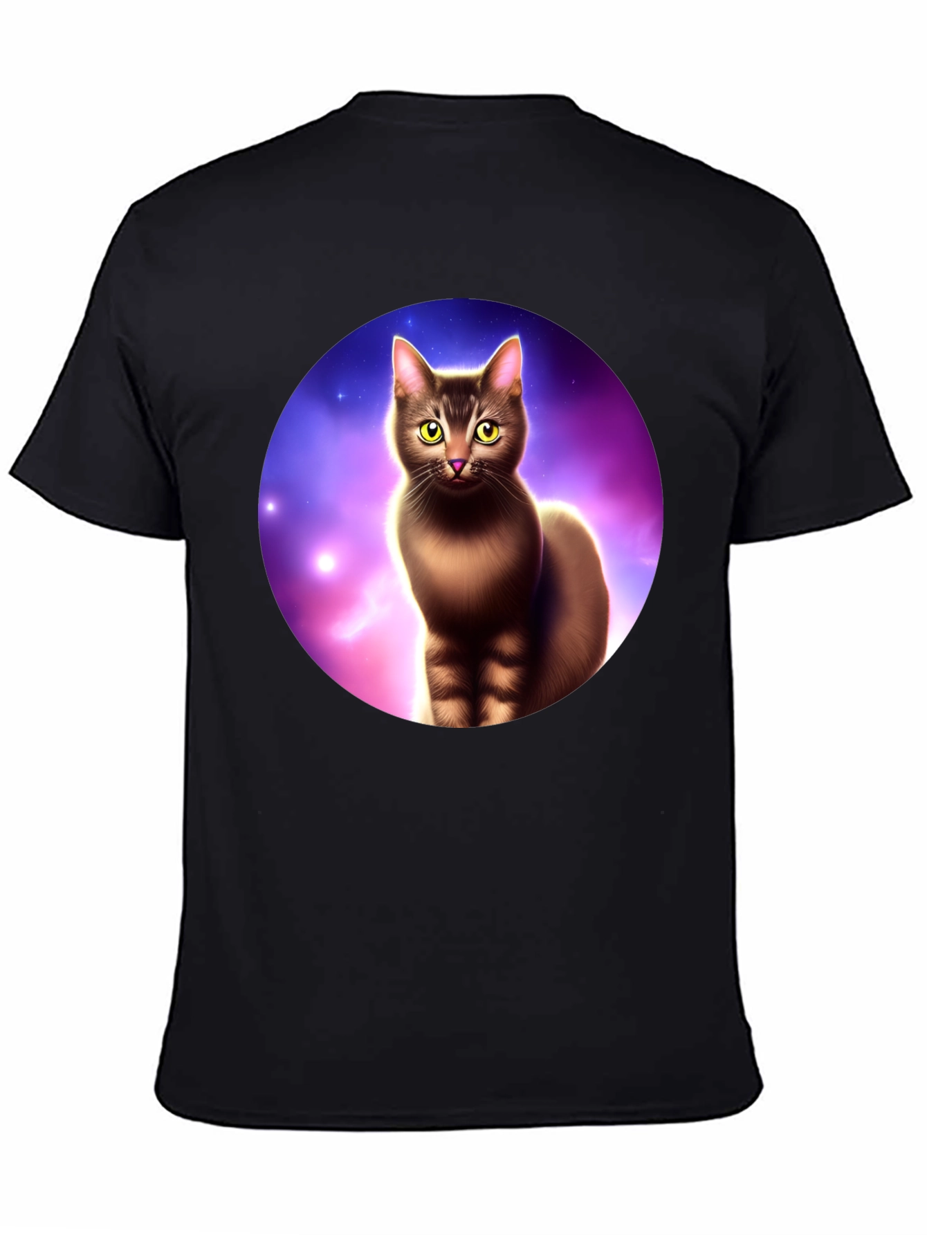 Cosmic Cat Graphic Tee - Black Cotton Comfort