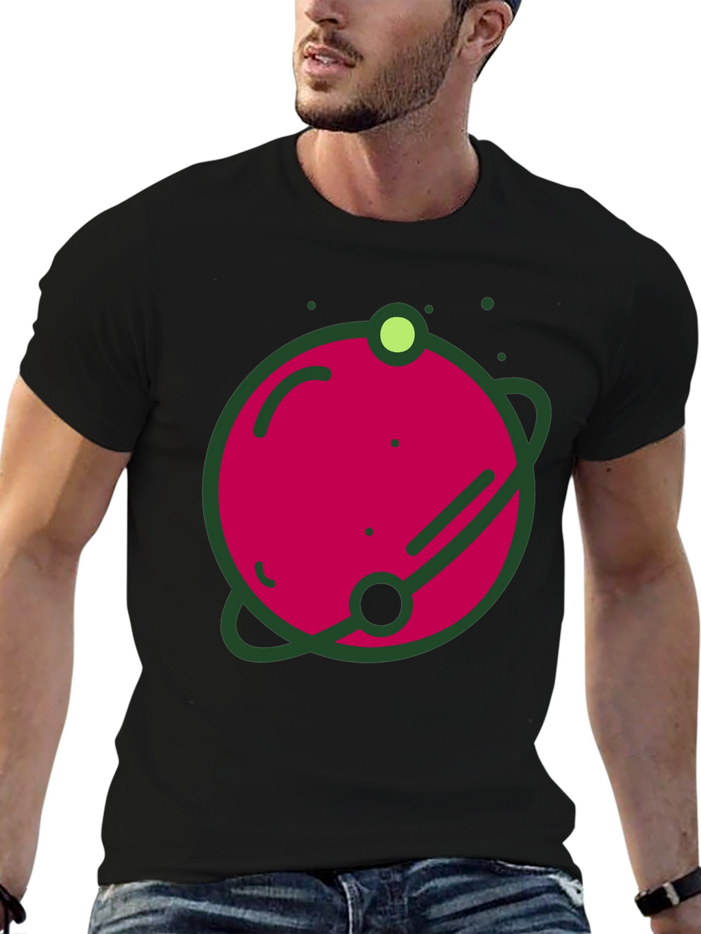 Planet Graphic Black T-Shirt - Stylish Casual Wear