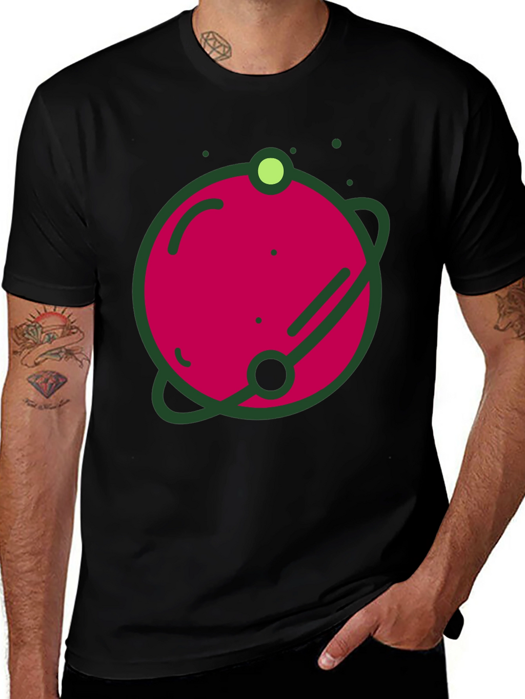 Planet Graphic Black T-Shirt - Stylish Casual Wear
