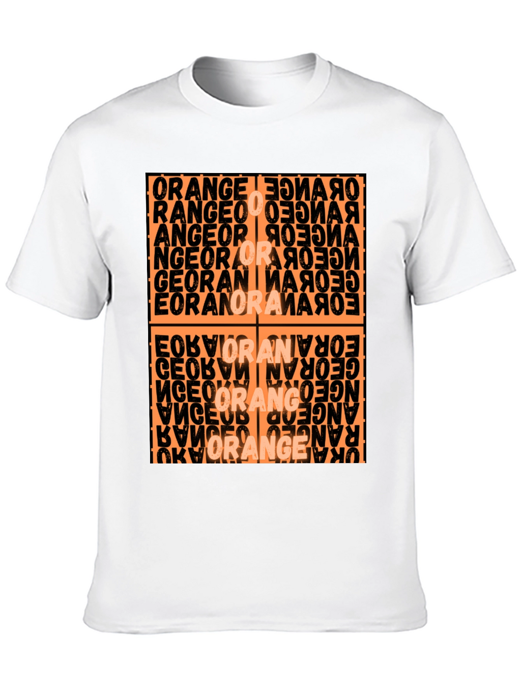 Abstract Orange Word Art Graphic T-Shirt
