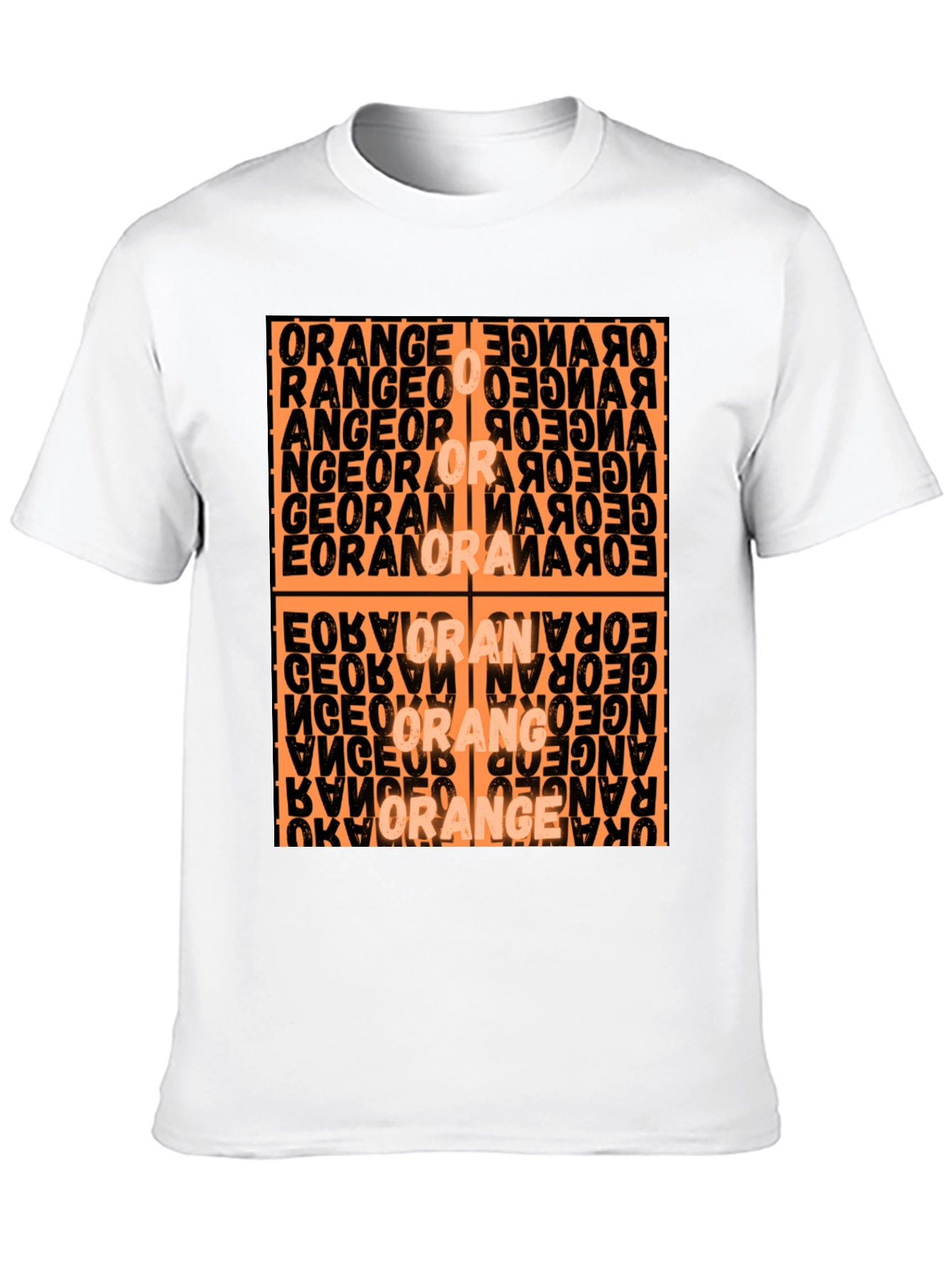 Abstract Orange Word Art Graphic T-Shirt