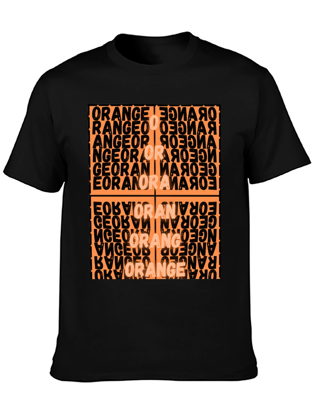 Abstract Orange Word Art Graphic T-Shirt