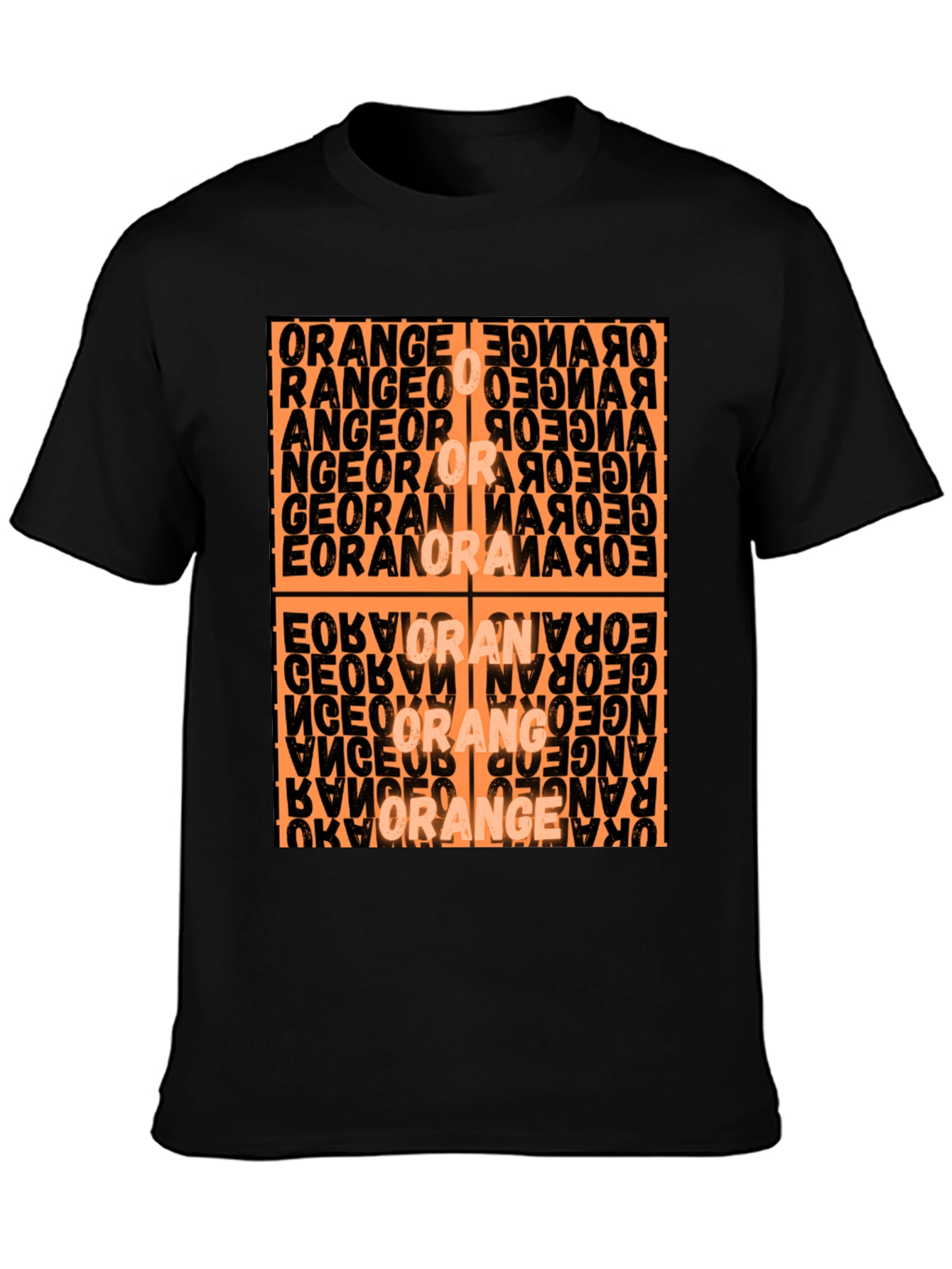 Abstract Orange Word Art Graphic T-Shirt