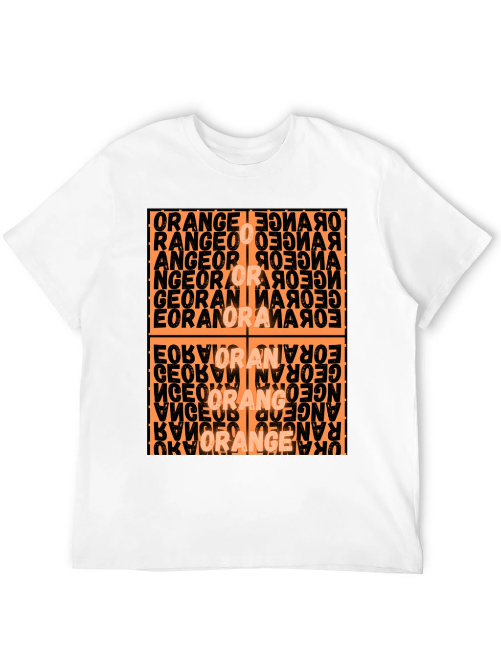 Abstract Orange Word Art Graphic T-Shirt