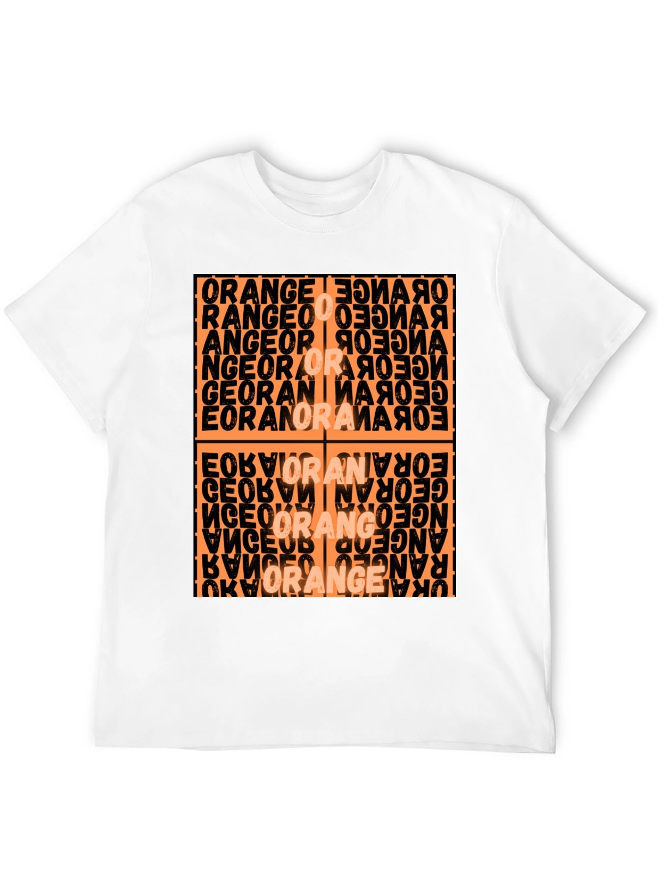Abstract Orange Word Art Graphic T-Shirt