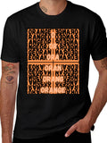 Abstract Orange Word Art Graphic T-Shirt