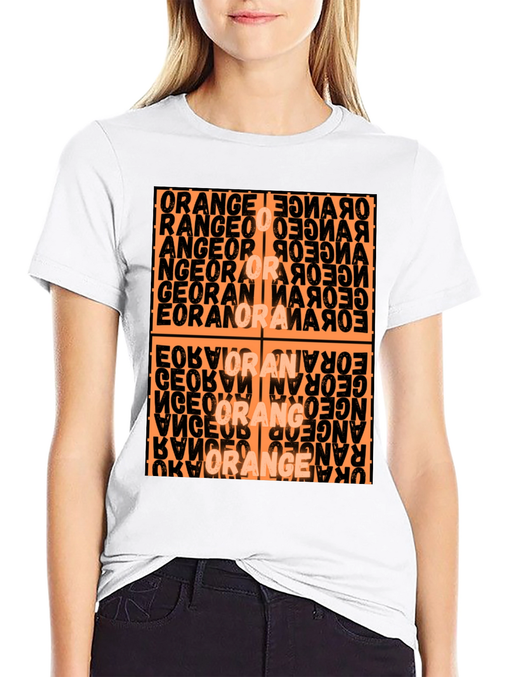 Abstract Orange Word Art Graphic T-Shirt