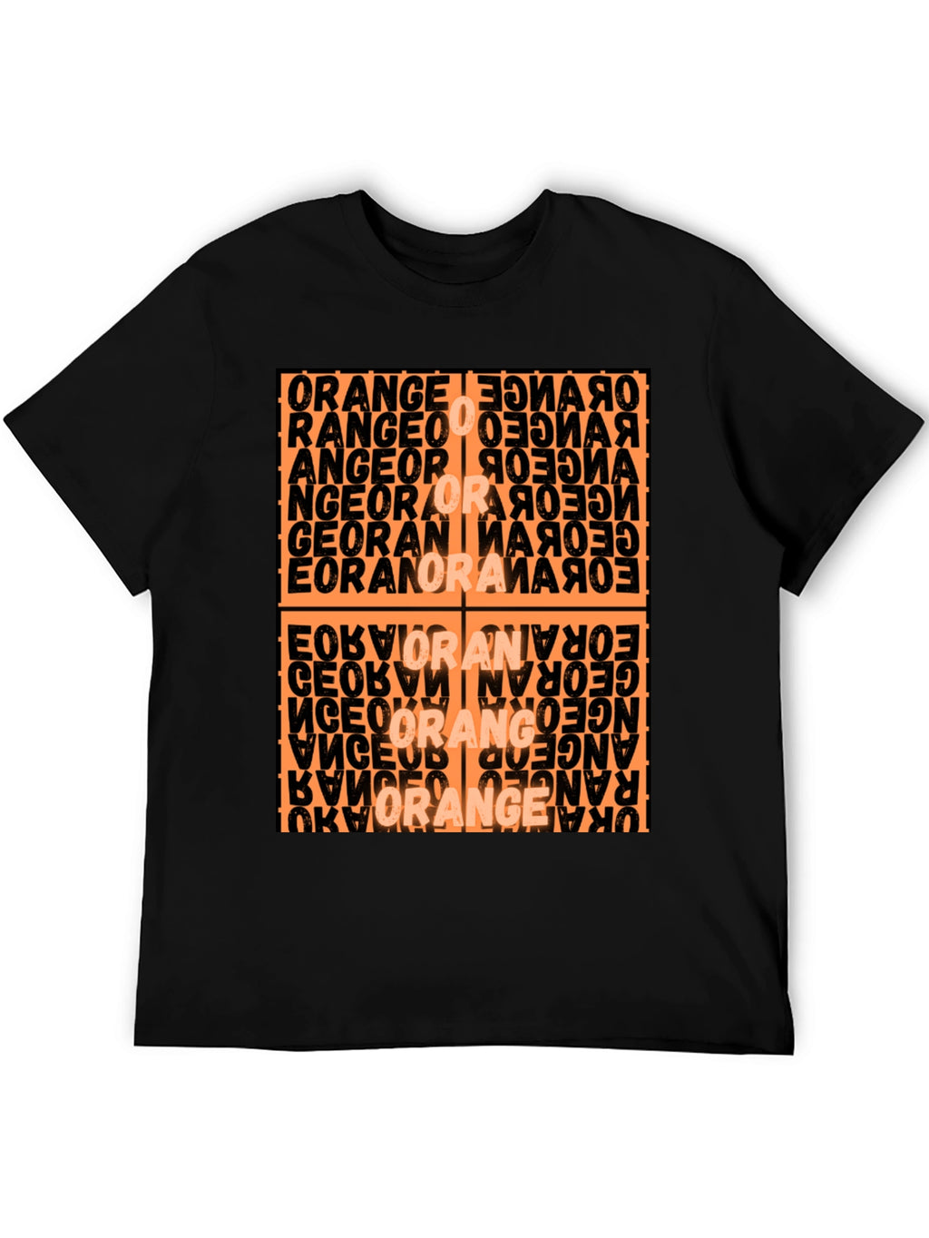 Abstract Orange Word Art Graphic T-Shirt