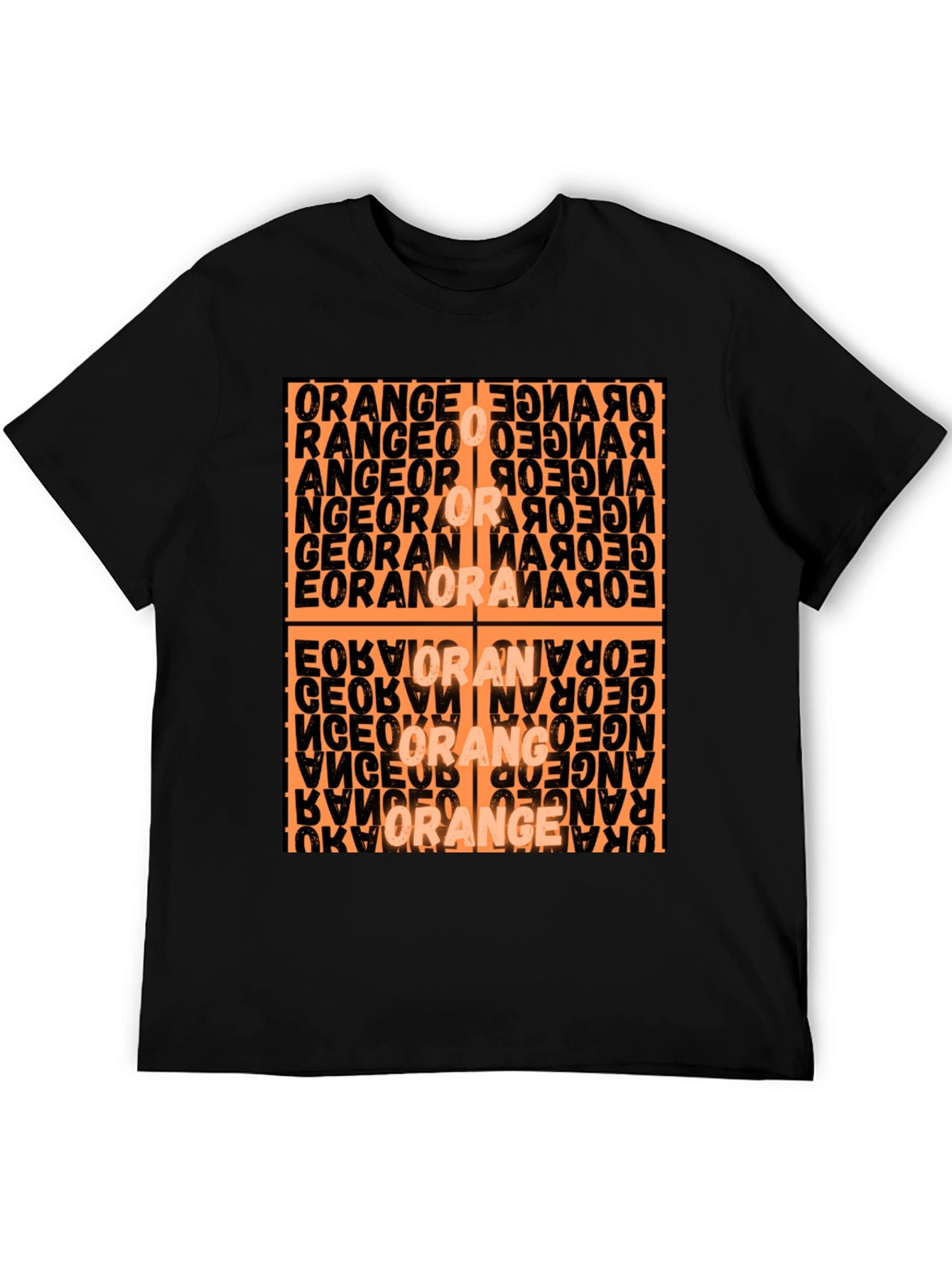 Abstract Orange Word Art Graphic T-Shirt