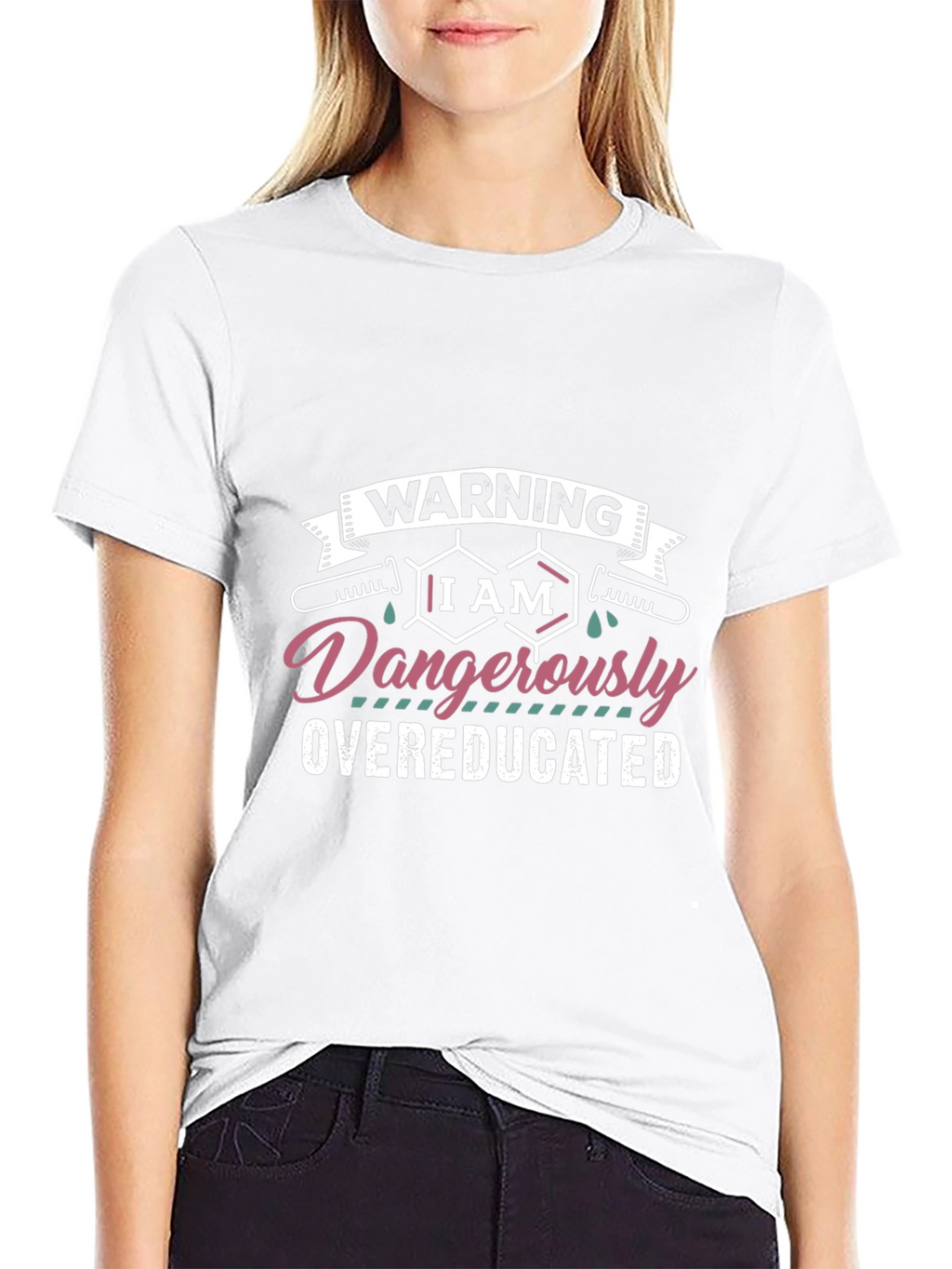 Warning Dangerously Overeducated Black T-Shirt