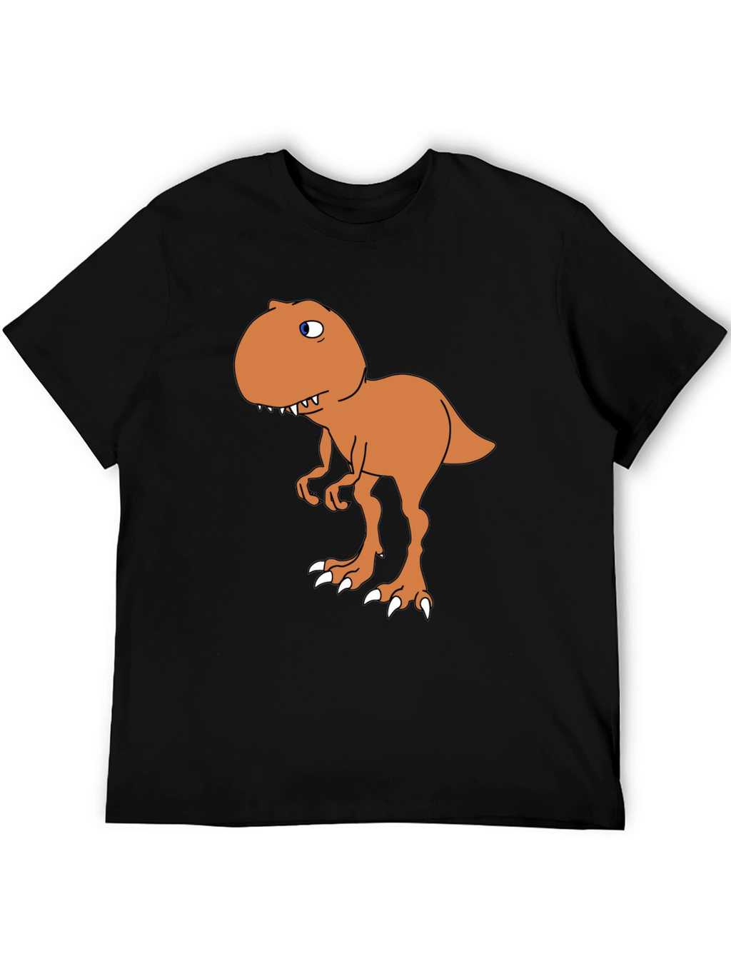 Cartoon Dinosaur Graphic Tee - Black