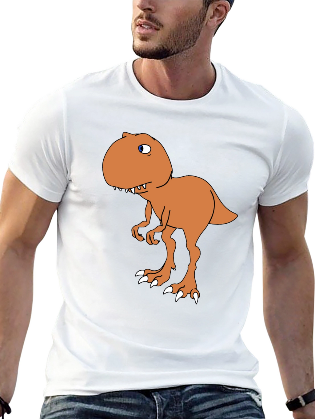 Cartoon Dinosaur Graphic Tee - Black