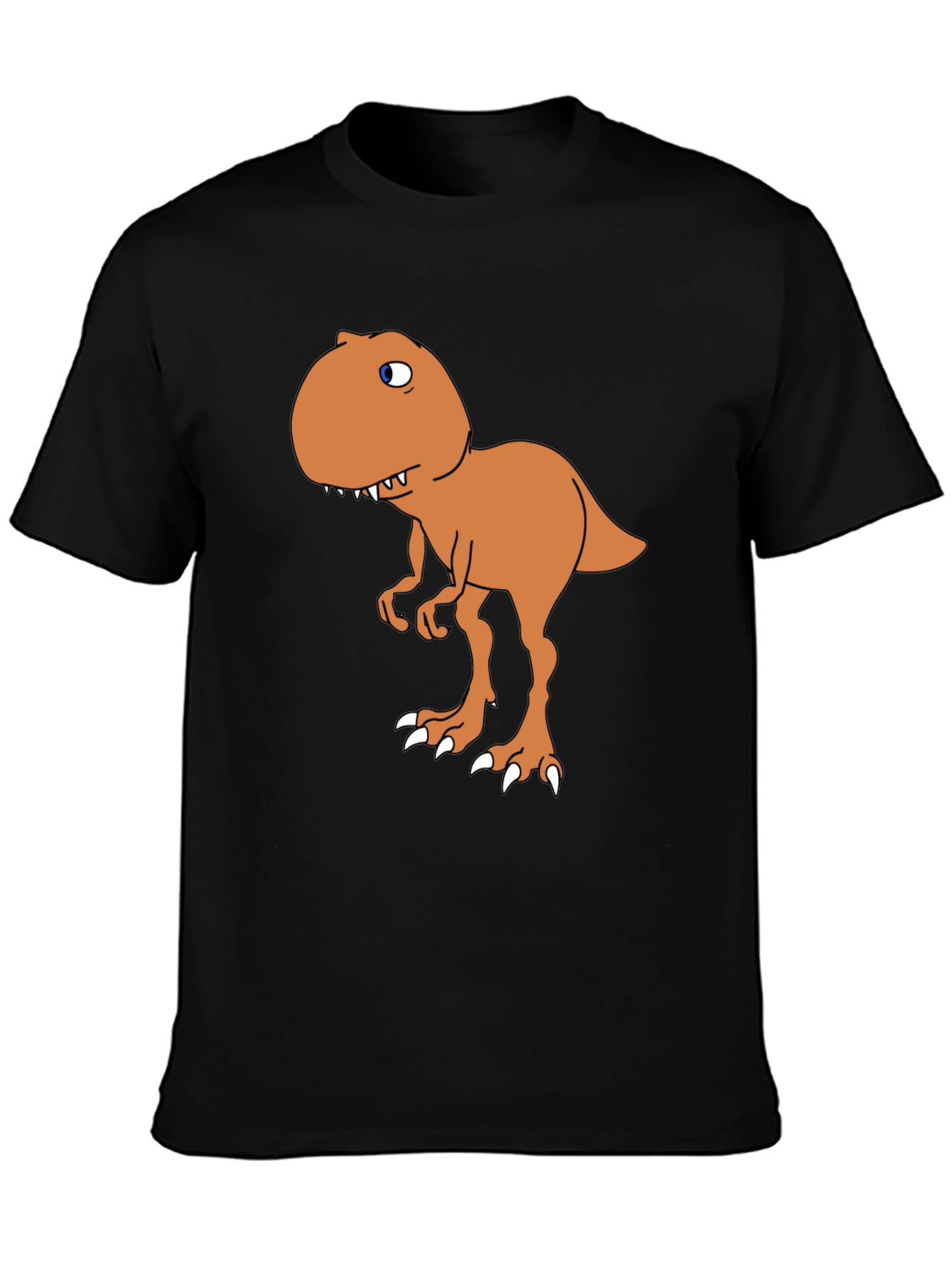Cartoon Dinosaur Graphic Tee - Black