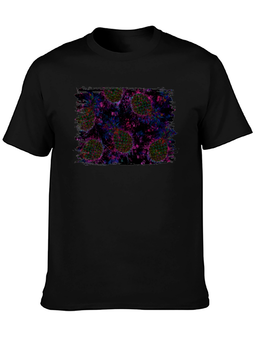 Abstract Pineapple Print Black T-Shirt