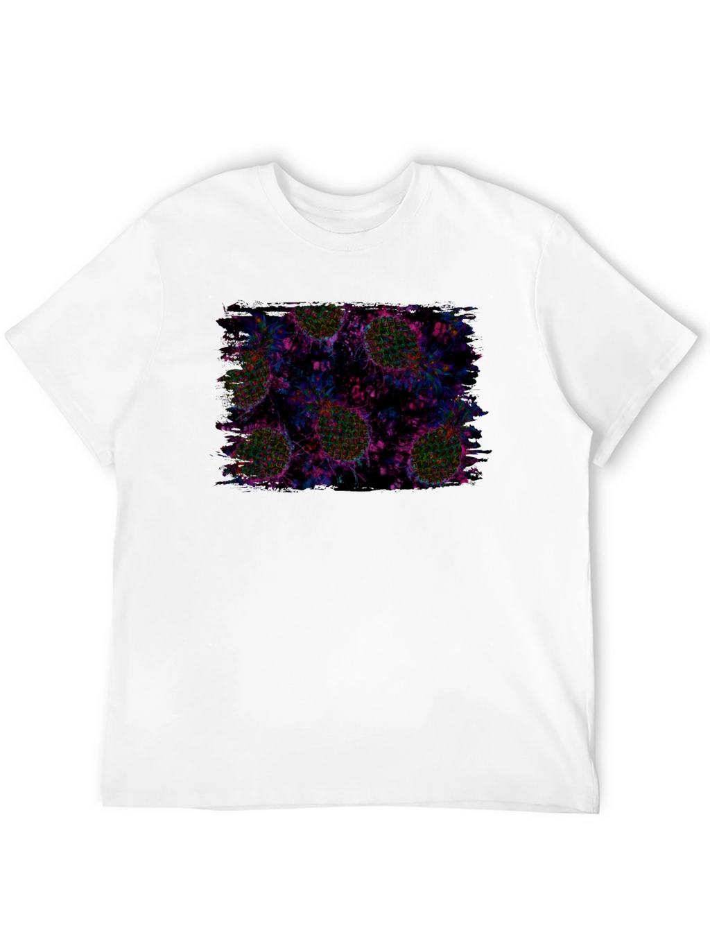 Abstract Pineapple Print Black T-Shirt