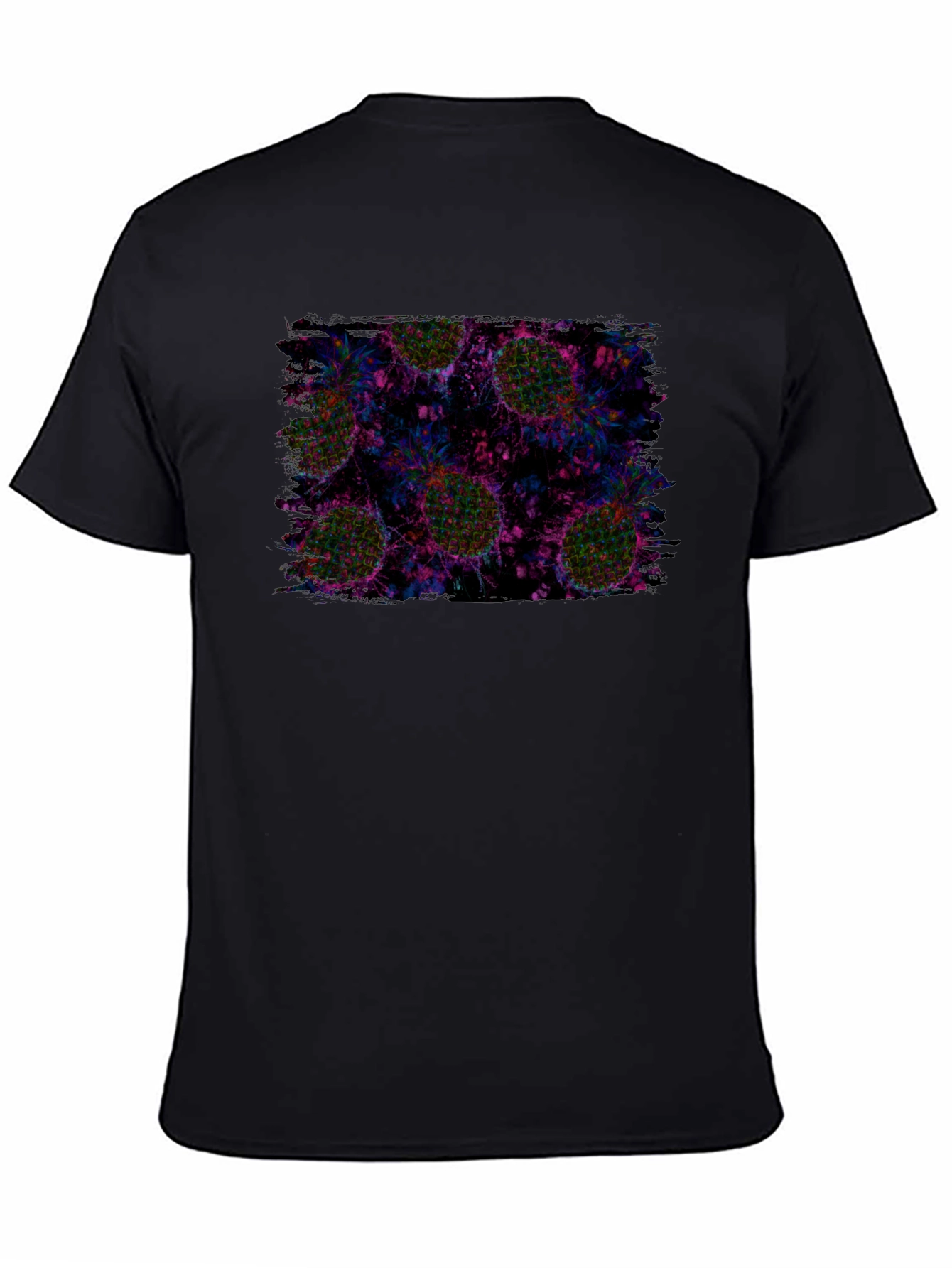 Abstract Pineapple Print Black T-Shirt