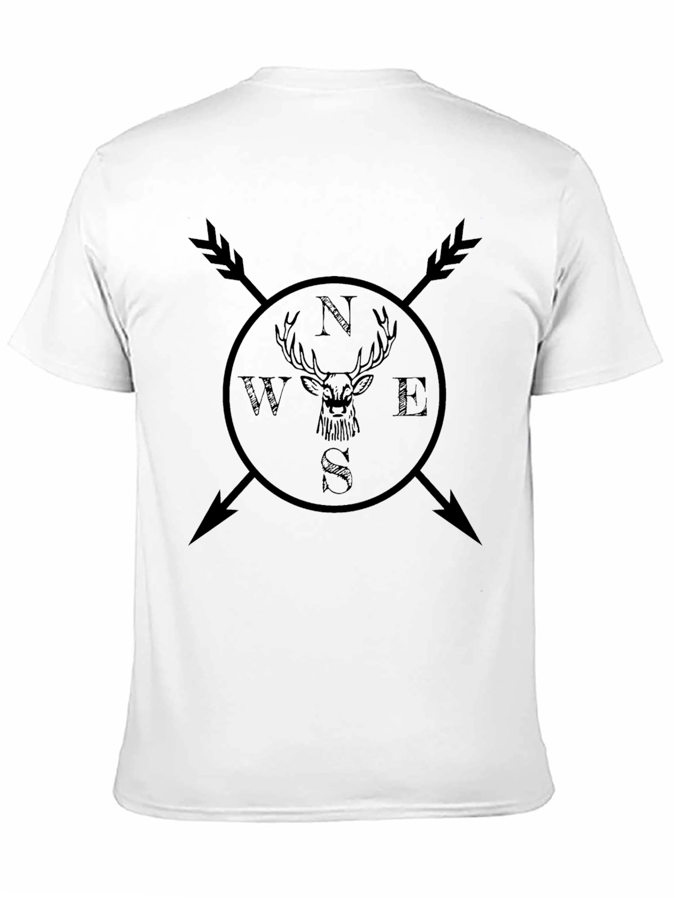 Mens Compass Deer Graphic Tee - Black