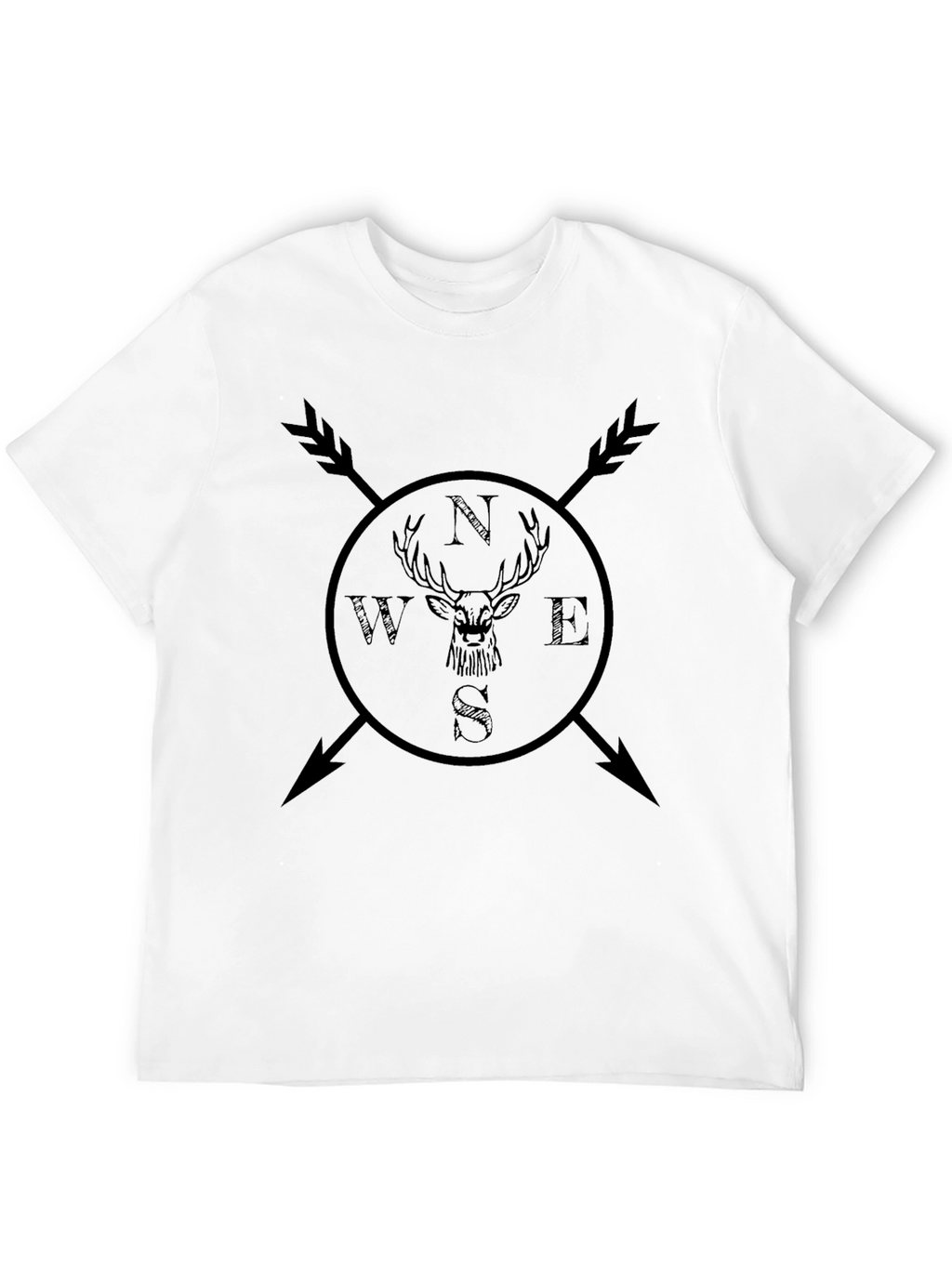 Mens Compass Deer Graphic Tee - Black
