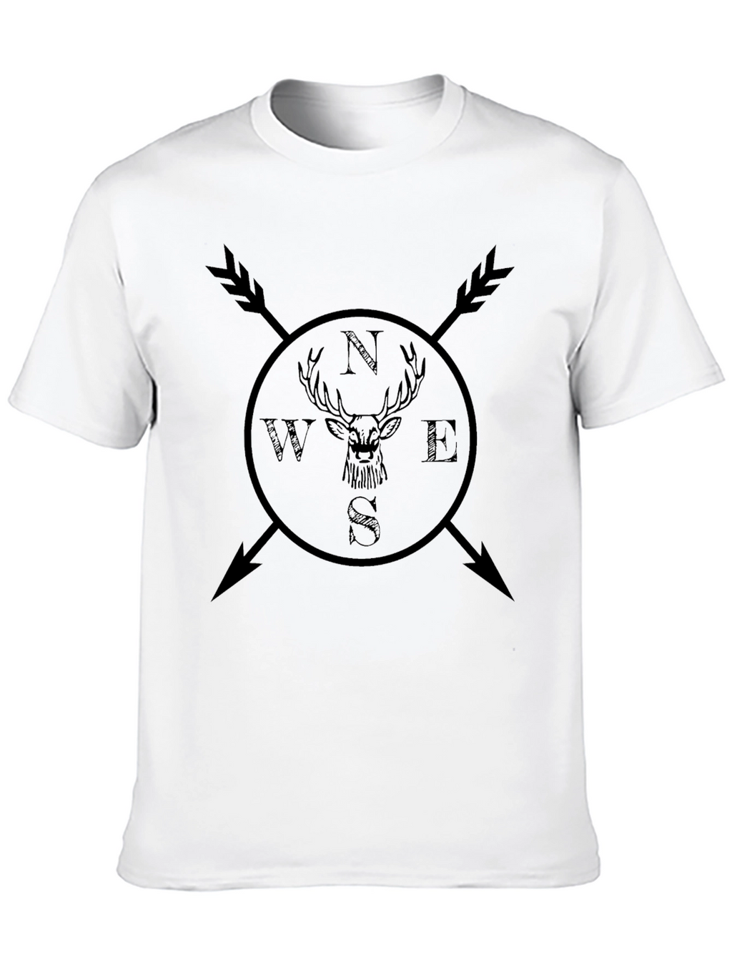 Mens Compass Deer Graphic Tee - Black