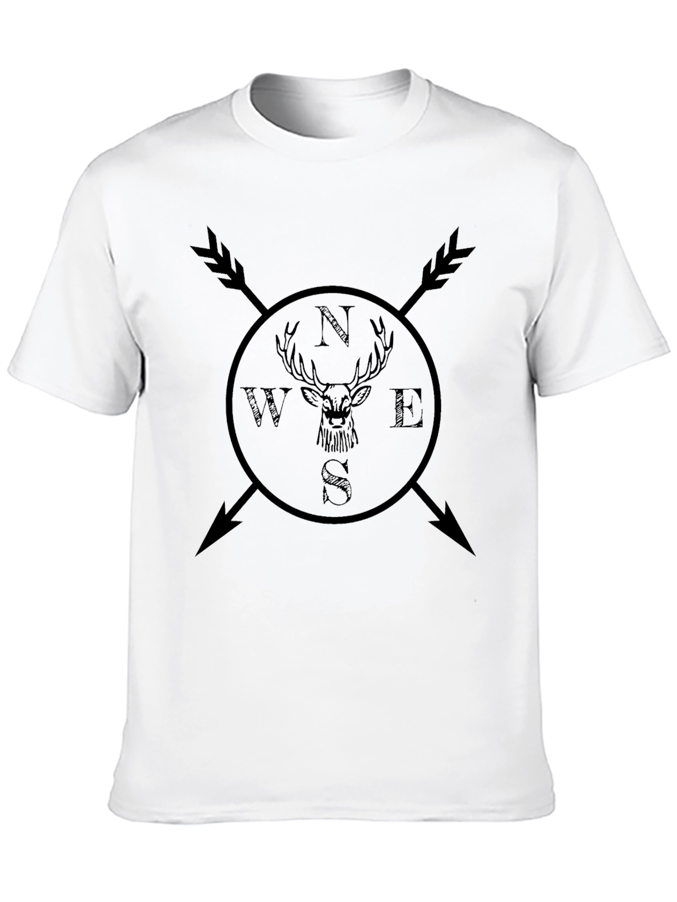Mens Compass Deer Graphic Tee - Black