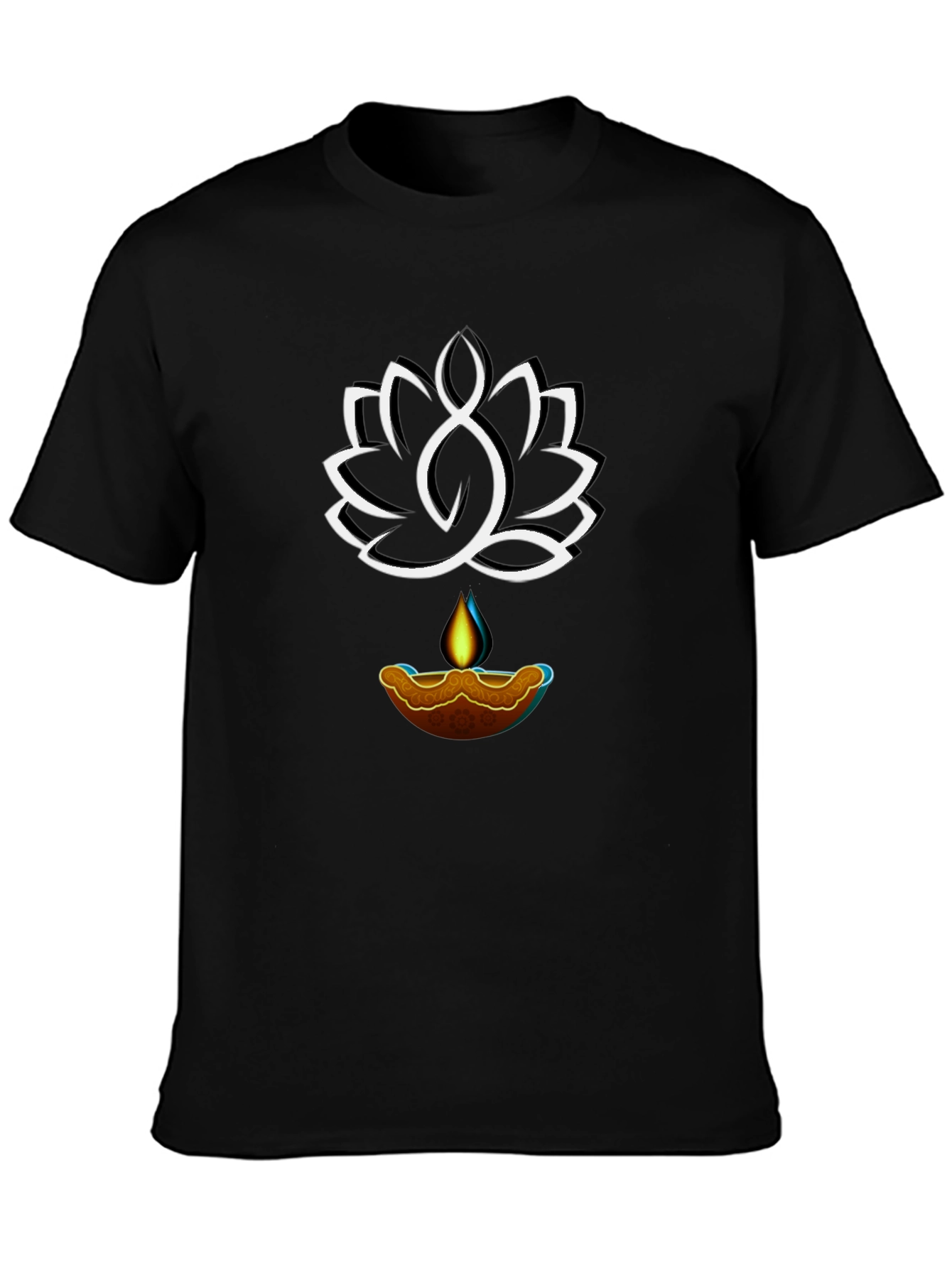 Lotus & Light Graphic Tee - Black Cotton