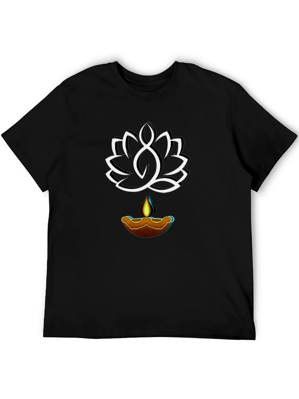 Lotus & Light Graphic Tee - Black Cotton
