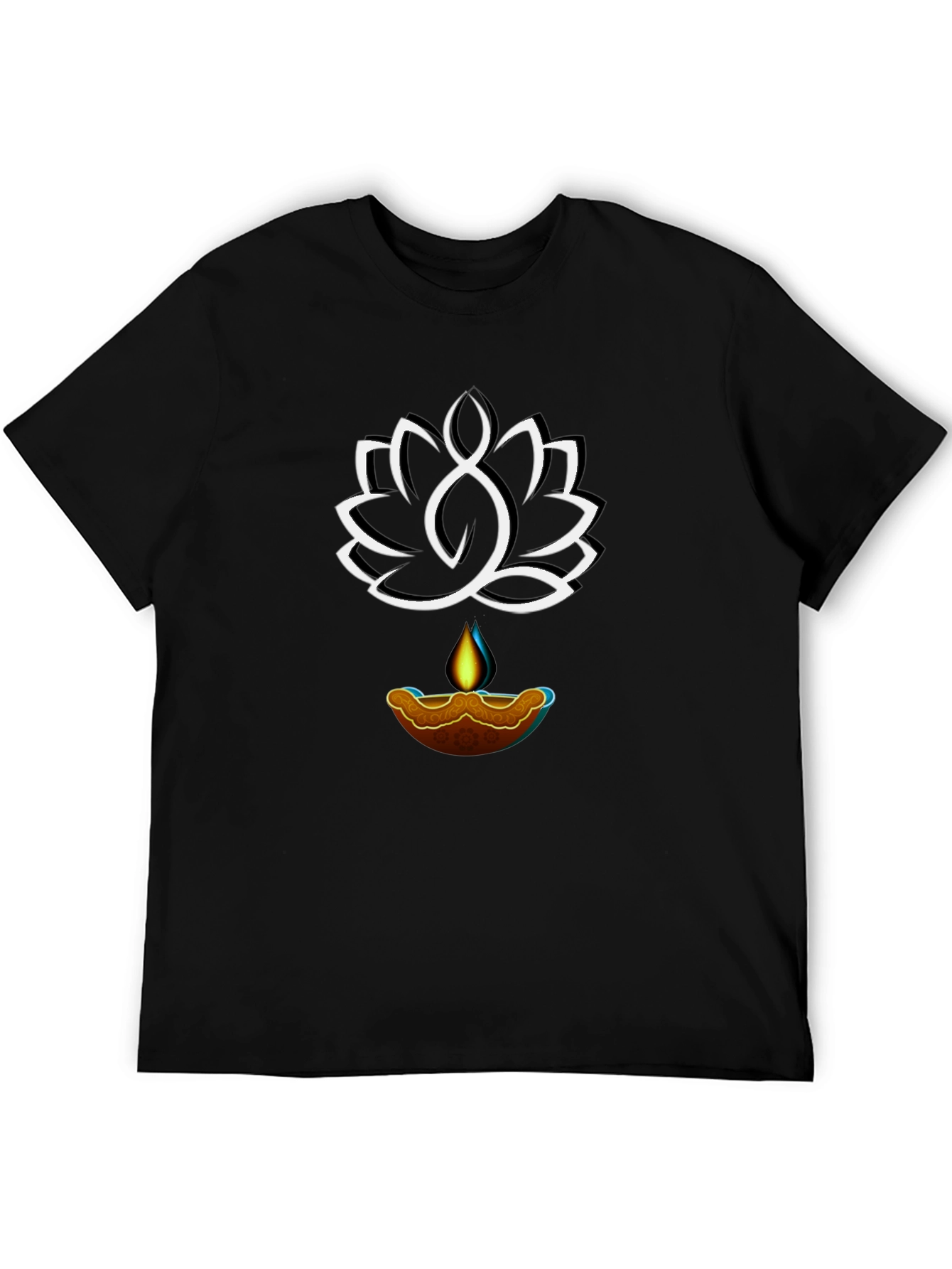 Lotus & Light Graphic Tee - Black Cotton