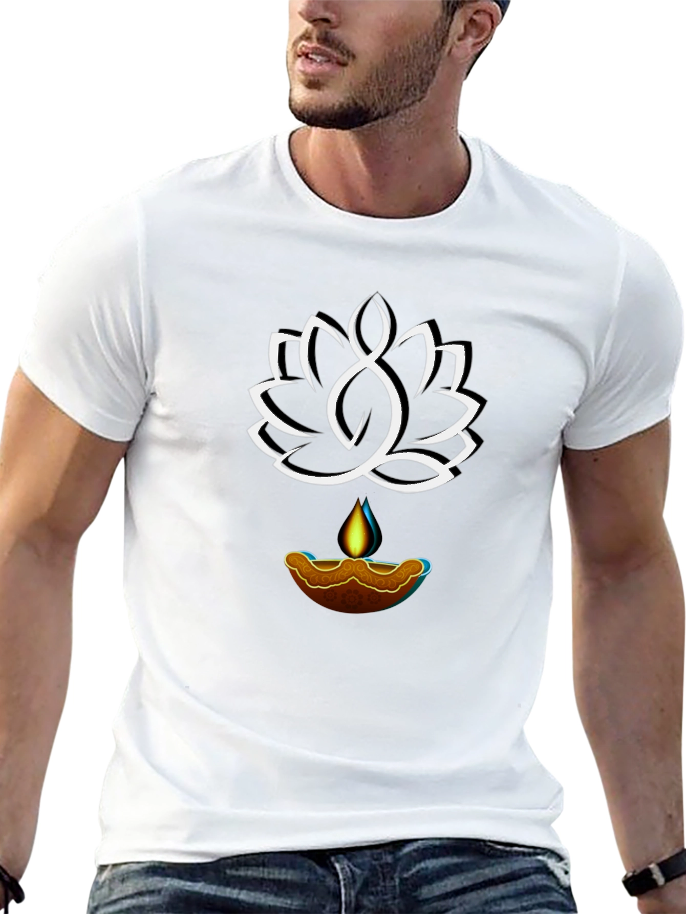 Lotus & Light Graphic Tee - Black Cotton
