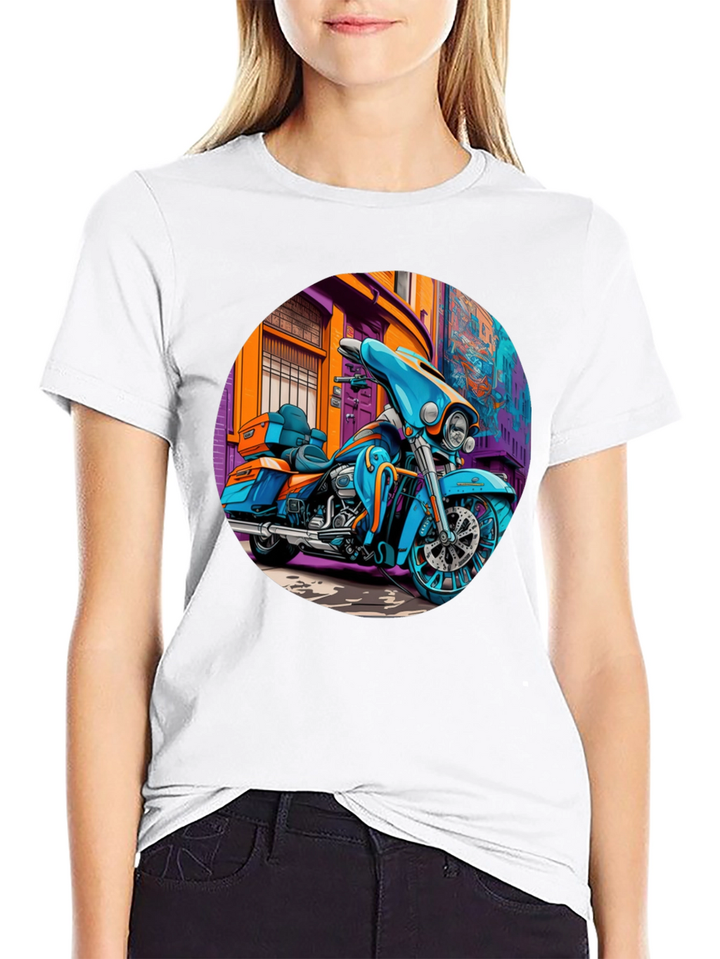 Motorcycle Graphic Print T-Shirt