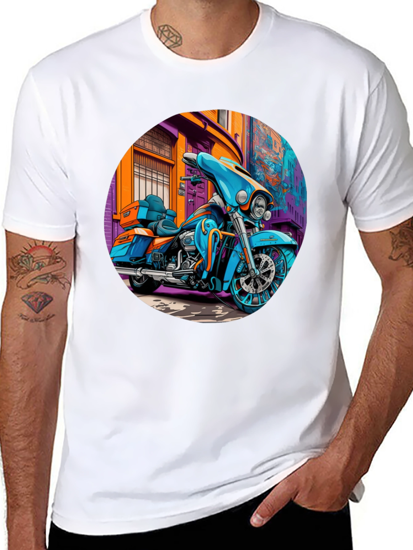 Motorcycle Graphic Print T-Shirt