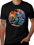Motorcycle Graphic Print T-Shirt